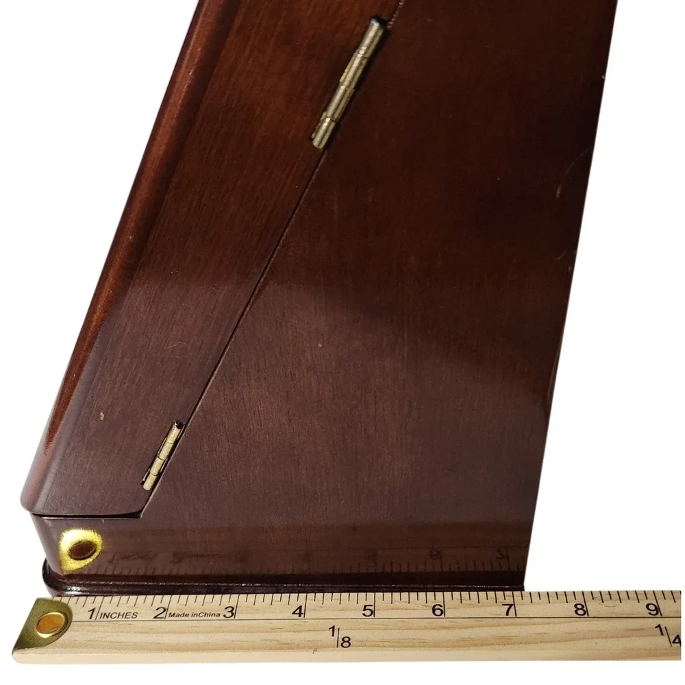 The Bamboo Co Wooden Desktop File Organizer Mail Sorter Cabinet Cherry Finish